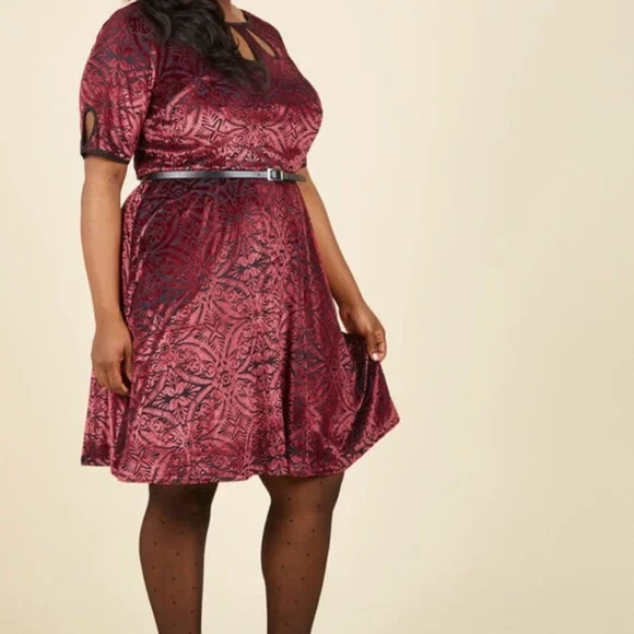 Modcloth | Dresses | Modcloth Present The Event Burgundy Velvet Dress Size  2x | Poshmark